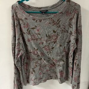 Lucky Brand Gray and Pink Knit Top